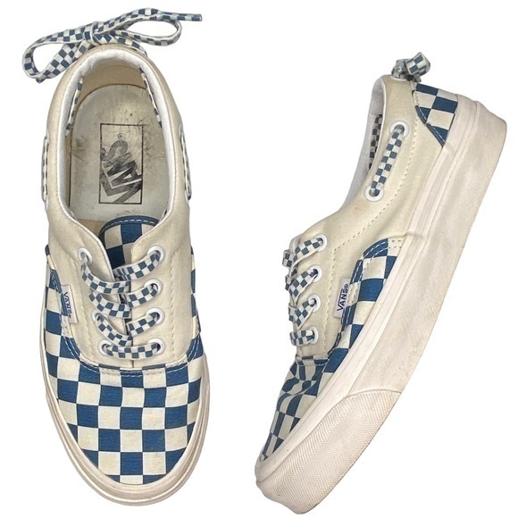 Vans Sneakers Style 95 Lacey Dx OG Blue White Checkerboard Canvas Sneakers - Picture 1 of 16